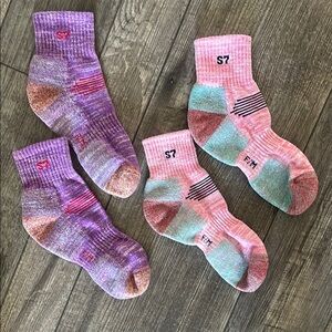 Vibrant Pink and Purple Knitted Hiking Socks